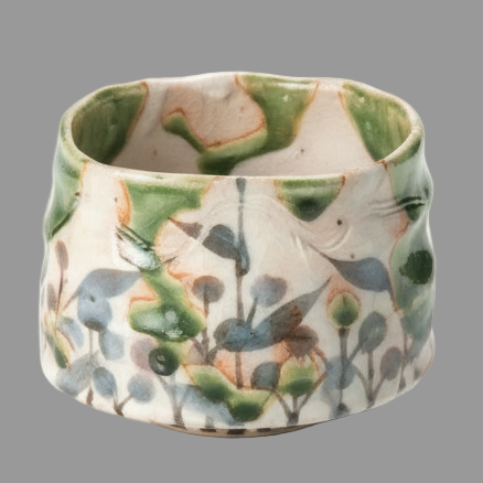 Oribe-flower Mino ware Matcha Tea Cup