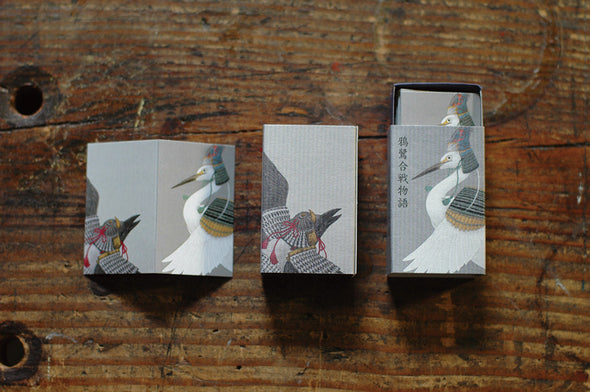 Bird Folding Mini Cards in a decorated matchbox Otogi Zoshi - Kousagi Battle
