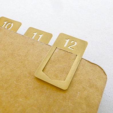 Traveler's Notebook Accessories Brass Number Clips 1-12 - Mimoto Japanese Homewares & Design